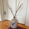 Bennington VT Stoneware Jug with Blue Floral Decoration