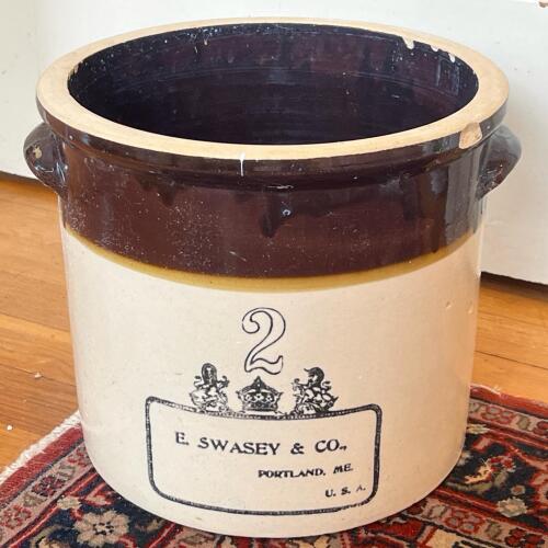 Vintage E. Swasey & Co. Portland, Maine Stoneware Crock