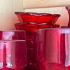 Ruby Red Glass Tumblers and Ruffled Bowls - 4