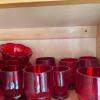 Ruby Red Glass Tumblers and Ruffled Bowls - 5