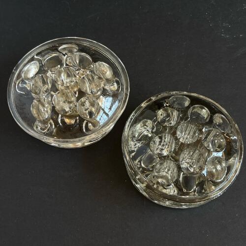 Pair Of Pressed Glass Flower Frogs