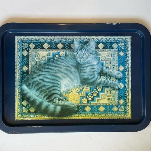 Hunkydory Designs Cat Tray Octopussy on Log Cabin Quilt