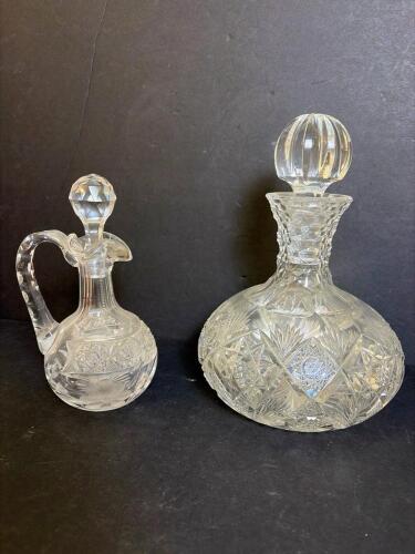T.G. Hawkes Cut Glass Decanter and Cruet with Stoppers