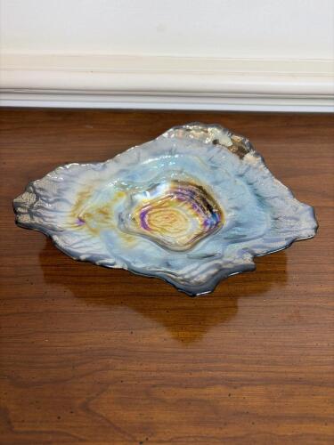 Art Glass Iridescent Freeform Bowl