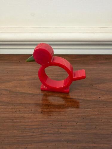 Red Bakelite-Style Bird Napkin Ring