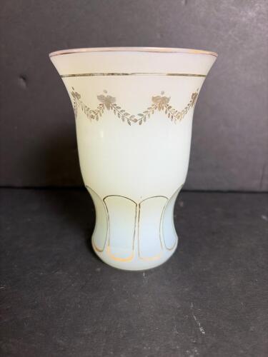 Opaline Glass Vase With Gold Decoration
