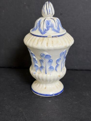Miniature Blue and White Lidded Ceramic Jar