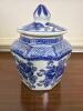Blue and White Lidded Porcelain Ginger Jar