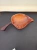 Wood Leaf-Shaped Bowl with Handle, Hand-Carved Style