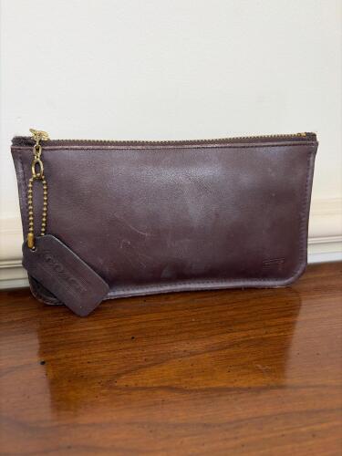 Coach Brown Leather Zipper Pouch Clutch