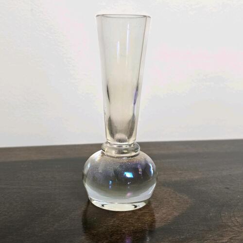 Clear Glass Bud Vase with Round Base