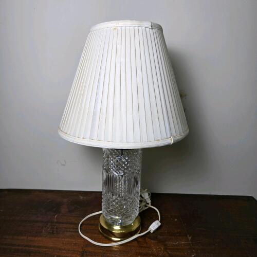Waterford Crystal Table Lamp with Pleated Shade
