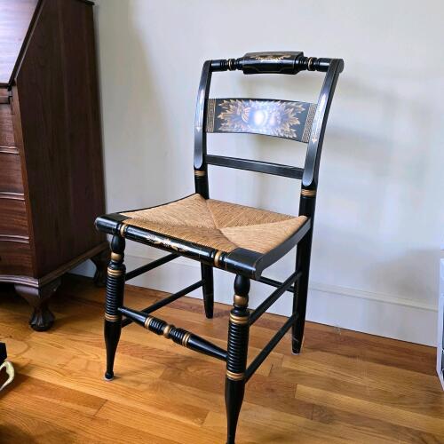 Hitchcock Painted Side Chair with Rush Seat, Federal-Style