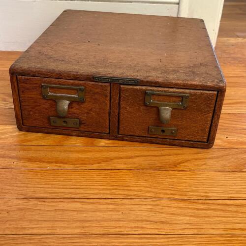 Vintage Library Bureau Wood Two-Drawer Card Catalog Cabinet