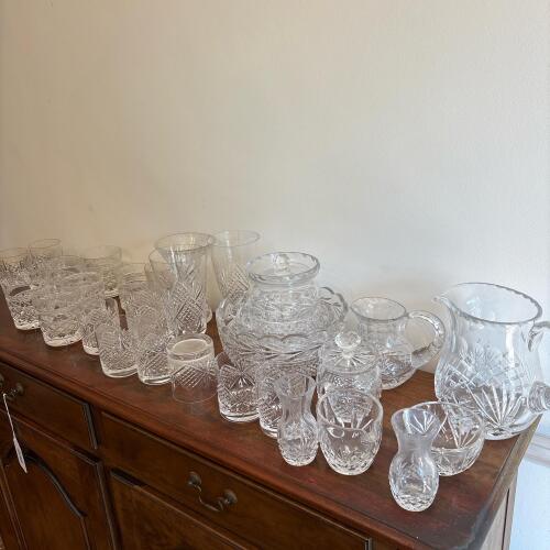 Galway Crystal and Assorted Cut Glassware Lot
