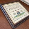 Framed Folk Art Sampler and Burnham Corn Advertising Print - 4