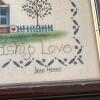 Framed Folk Art Sampler and Burnham Corn Advertising Print - 5