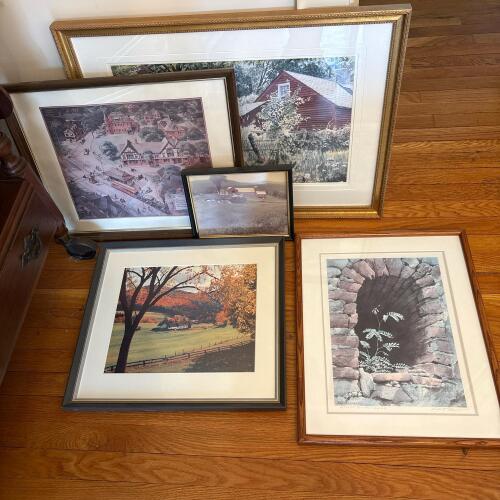 Assorted Framed Landscape and Architectural Art Lot