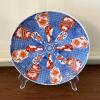 Imari-Style Porcelain Plate with Blue and Red Floral Design