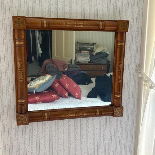 21.25" x 19.5" Hitchcock-Style Wooden Wall Mirror