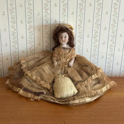 Antique-Style Bisque Doll in Lace Dress