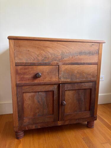 Antique Country-Style Pine Two-Door Jelly Cupboard