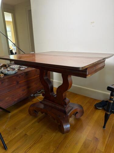 Rectangular Pedestal Fold Up Table in the Empire Style