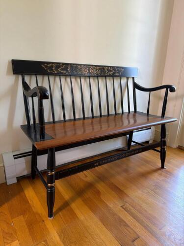 Hitchcock Windsor-Style Painted Settee Bench