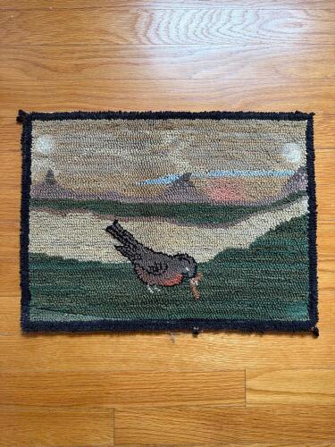 Small Folk Art Hooked Art Piece