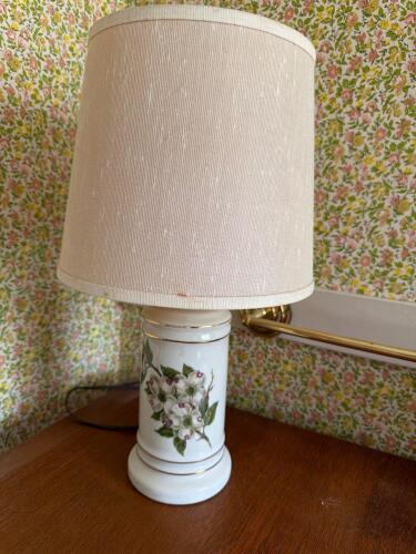 Porcelain Table Lamp With Hellebore Flowers