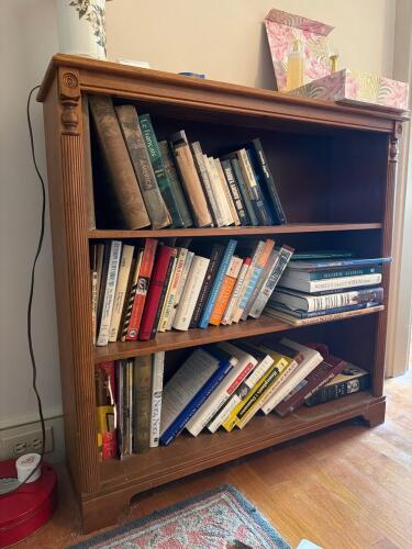 Wooden Three-Shelf Bookcase, Books Included
