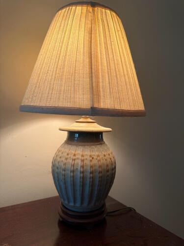 Ceramic Table Lamp With Drip Glaze Finish and Shade