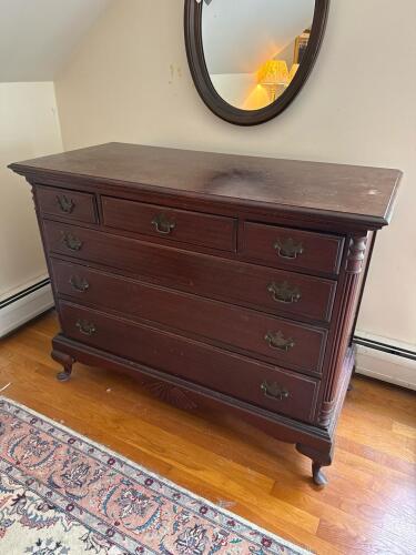Mahogany Tall Chest in Queen Anne Style