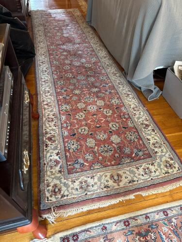 Oriental-Style Wool Runner Rug With Floral Motif