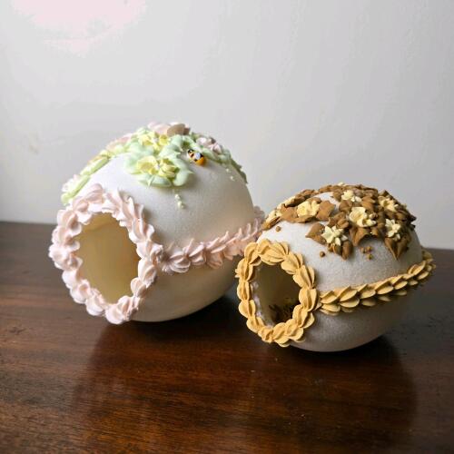 Decorative Sugar Eggs with Easter Scenes and Flowers