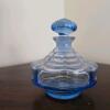 Blue Glass Perfume Bottle with Stopper, Art Deco-Style