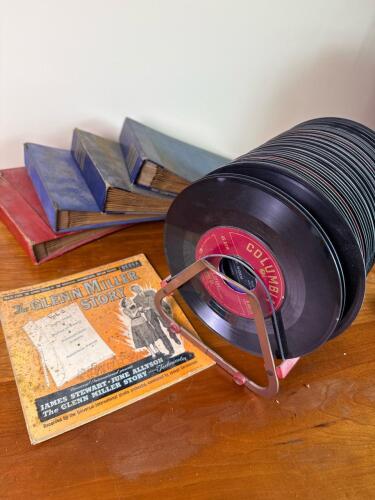 Vintage 45 RPM Records With Albums and Glenn Miller Story Decca EP