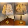 Pair of Brass Table Lamps With Floral Painted Shades