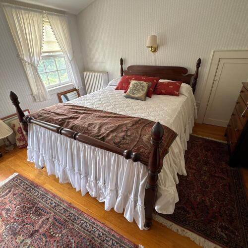 Double Four-Poster Wood Bed Frame with Optional Mattress and Bedding