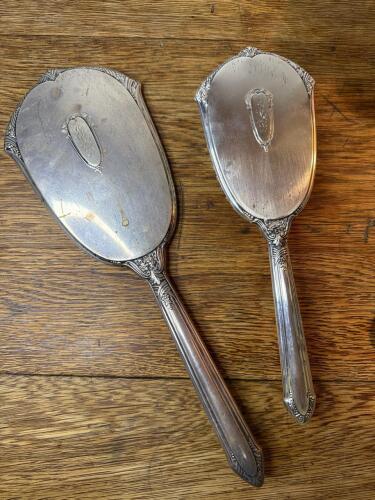 Sterling Silver Vanity Brush and Mirror Set