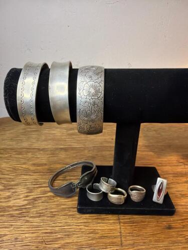 Pewter Cuff Bracelets and Rings, Jensen and Lenox
