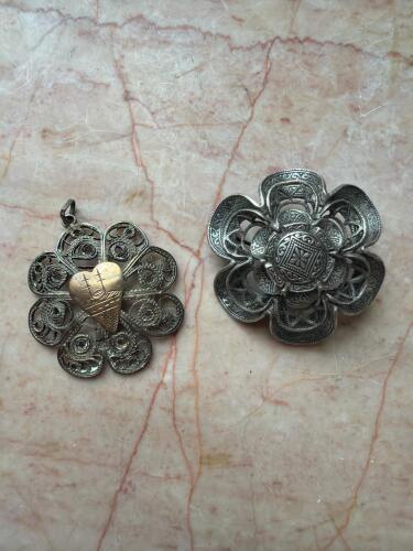 Filigree Silver Brooches and Pendant