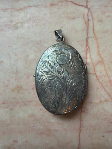 Sterling Silver Engraved Oval Locket Pendant
