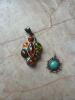 Sterling Silver Amber and Turquoise Gemstone Pendants