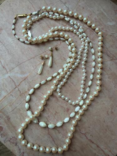 Pearl Like Bead Necklaces and Earrings