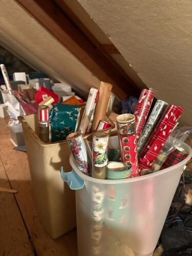 Assorted Rolls of Holiday Gift Wrap