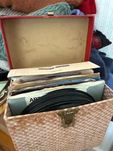 Vintage 45 RPM Records With Sleeves and Box