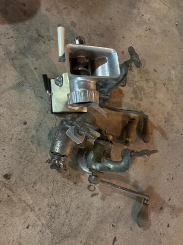 Four Vintage Metal Meat Grinders and Rival Manual Food Grinder
