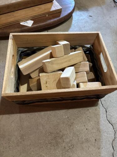 Wooden Building Blocks by Green Mountain Blocks with Bin