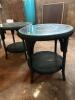 Two Wicker-Style Round Glass Top End Tables - 2